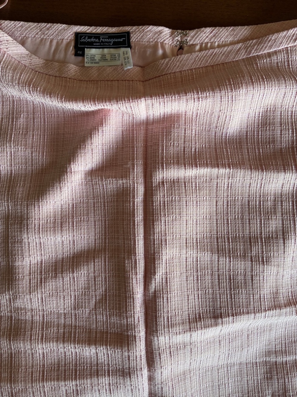 Salvatore Ferragamo Light Pink Textured Skirt